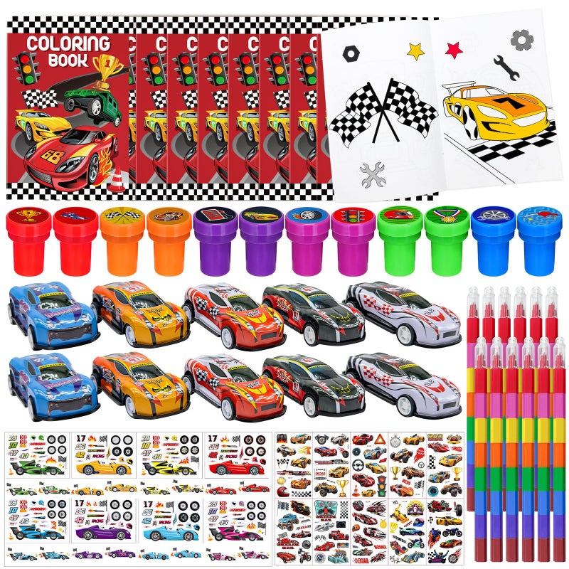 Cinrobiye 72 Pcs Race Car Coloring Book BulkCheckered Flags Racing Party Favors Goodie Bags Fillers Lets Go Racing Birthday Party Supplies Classroom Reward Prizes Pinata Gift for Race Fans - Image 2