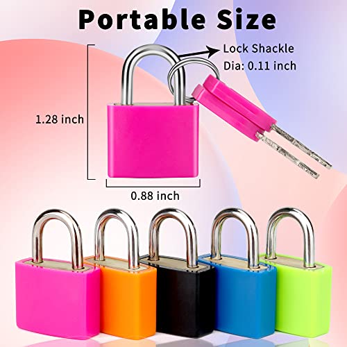 Febwind 5 Pcs Suitcase Locks with Copper Keys Protect Your Belongings with Febwind's Set of 5 Mini Padlocks Multicolor Durable Locks for Suitcases Backpacks Boxes Cabinet and Laptop Bags - Image 2