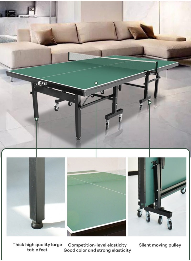 ETG Household Table Tennis Table Set, Foldable Mobile Table Tennis Table with Wheels 274*152*76CM  - Image 4