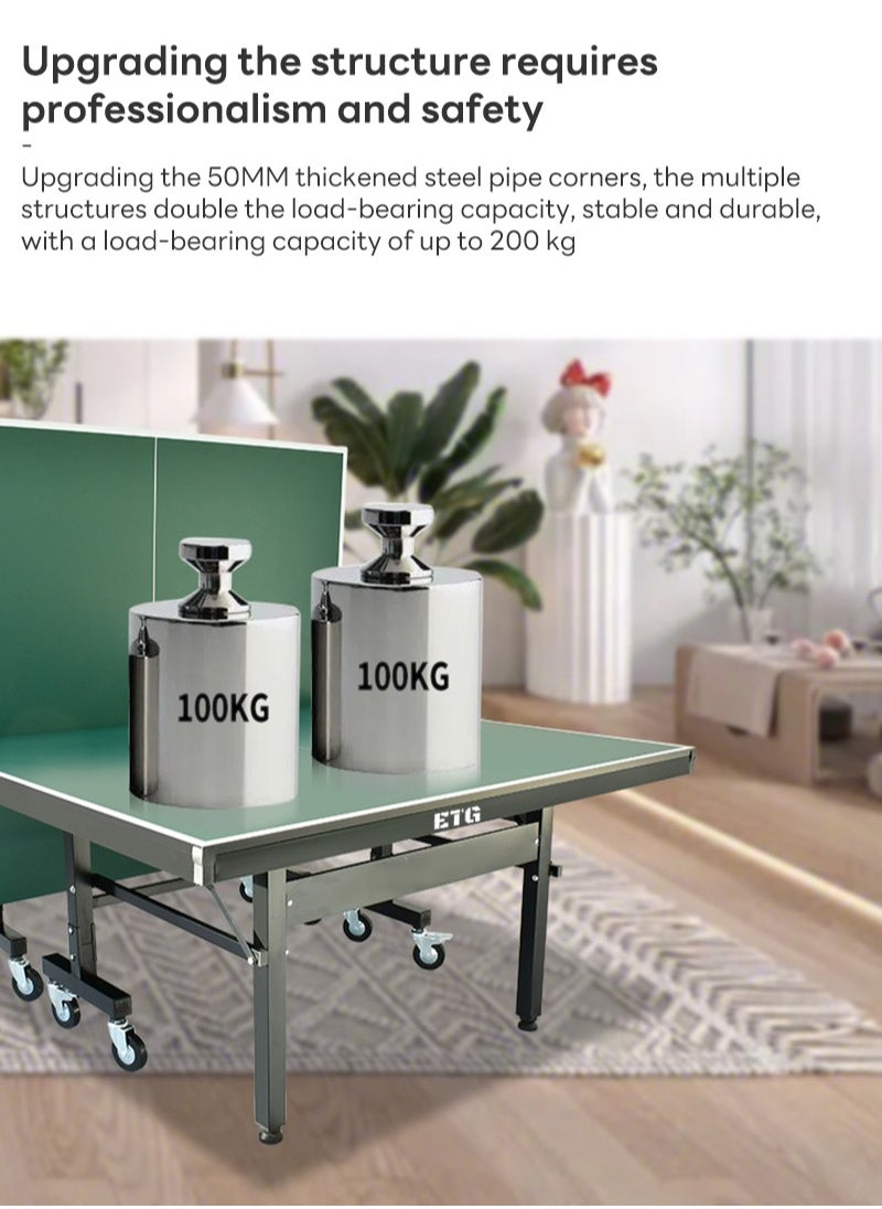 ETG Household Table Tennis Table Set, Foldable Mobile Table Tennis Table with Wheels 274*152*76CM  - Image 5