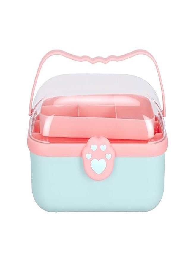 IMUU Jewelry Organizer Portable Box With Handle, ABS Plastic Portable 2 Layer Storage Box With Lid, Hair Accessories Box, Large Capacity, Multiple Compartments For Medicine, Nail, Hair Accessorie - Image 1