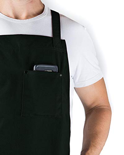 Hudson Durable Goods Professional Grade Chef Apron for Kitchen, BBQ, and Grill - Crossback Cotton Apron for Men and Women with Pockets, Towel Loop, Quick Release Buckle - 34 x 27 Inch, Hunter Green - Image 5