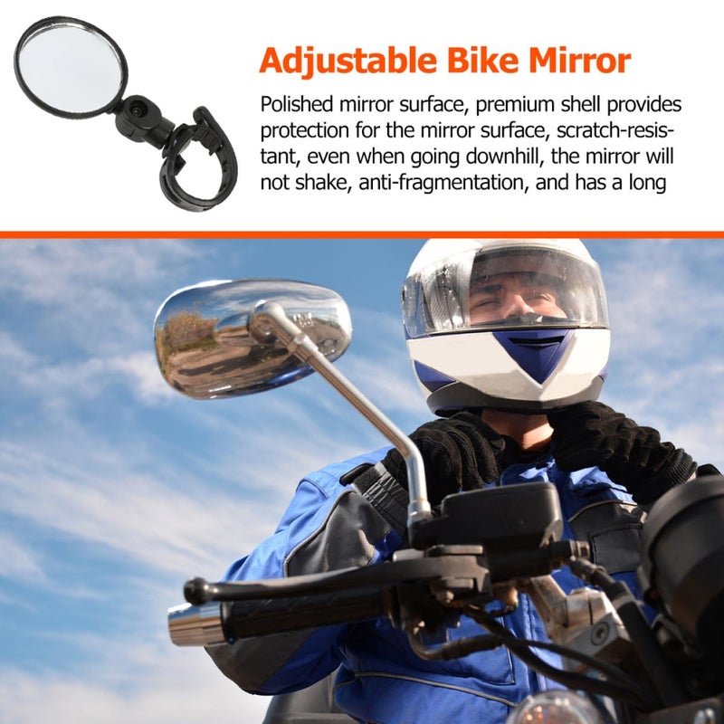 360 Degree Rotatable Universal Bike Handlebar Mirrors 2pcs Large Round Adjustable Rearview - Image 4