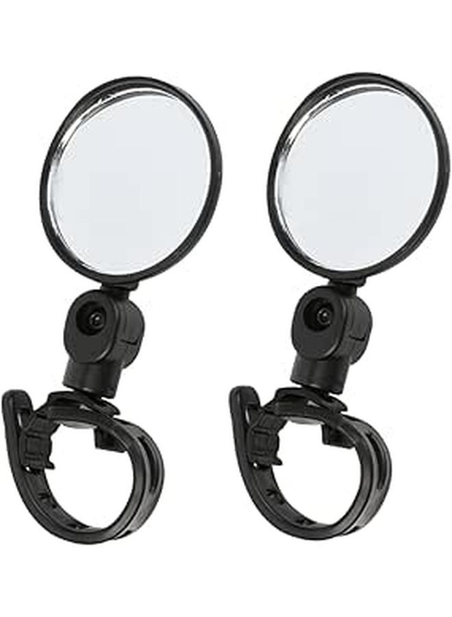 360 Degree Rotatable Universal Bike Handlebar Mirrors 2pcs Large Round Adjustable Rearview - Image 1
