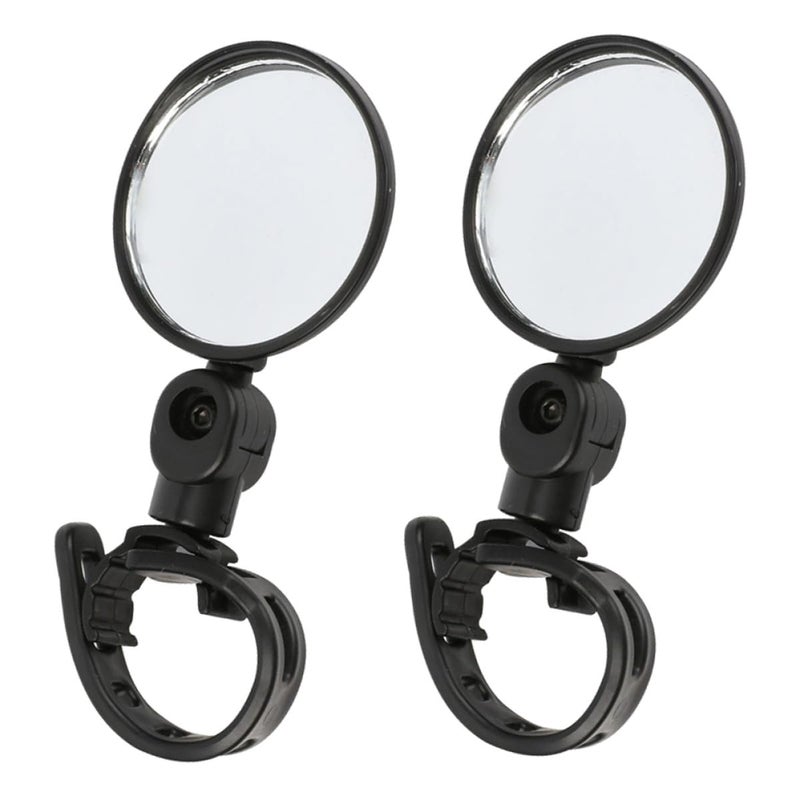 360 Degree Rotatable Universal Bike Handlebar Mirrors 2pcs Large Round Adjustable Rearview - Image 2