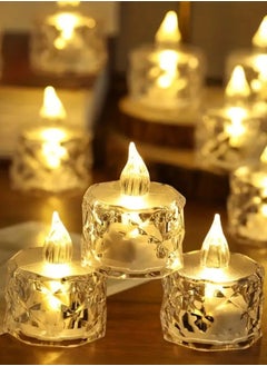 Plynox 3pcs Crystal Pattern Electronic Candle Light, Home decor LED Flameless Tea Candle Light, Birthday, Wedding, Party, Holiday, Indoor room decor candle, Including Batteries,Valentine'S Day Ramadan Eid al Fitr decorative candle light  - Image 1