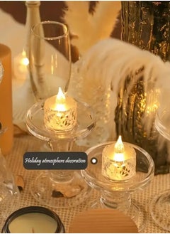 Plynox 3pcs Crystal Pattern Electronic Candle Light, Home decor LED Flameless Tea Candle Light, Birthday, Wedding, Party, Holiday, Indoor room decor candle, Including Batteries,Valentine'S Day Ramadan Eid al Fitr decorative candle light  - Image 5