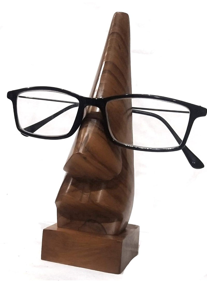 Masterarts Master Arts Wooden Nose Shaped Spectacle Specs Eyeglass HolderStand Display Stand in Pure Burma Teak Wood 