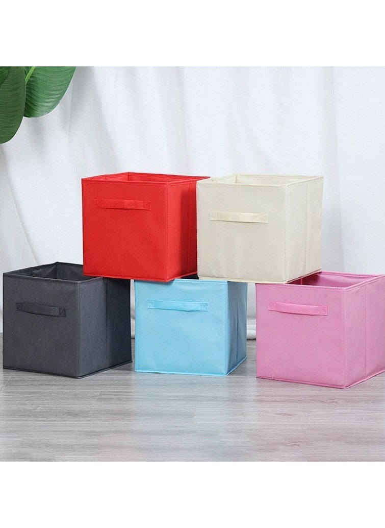 Hanayo 4 Pcs Foldable Fabric Cube Organizer Box with Handle for Organizing Closet Clothes and Toys (Grey)  - Image 3