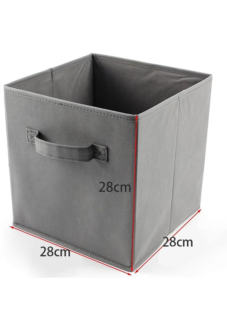 Hanayo 4 Pcs Foldable Fabric Cube Organizer Box with Handle for Organizing Closet Clothes and Toys (Grey)  - Image 2