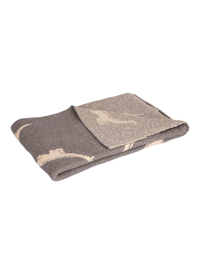 Alina Blanket 100% Cotton Knitted (Dino Light Grey Mel.-Natural ) - Image 1
