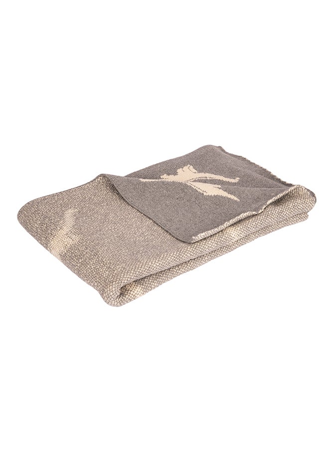 Alina Blanket 100% Cotton Knitted (Dino Light Grey Mel.-Natural ) - Image 2