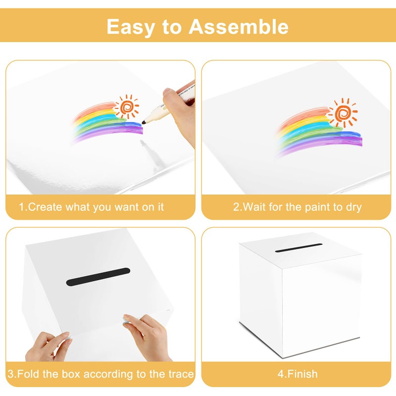 Adorox Money Box Memory Cards Reception Centerpiece Box (White) - Image 4