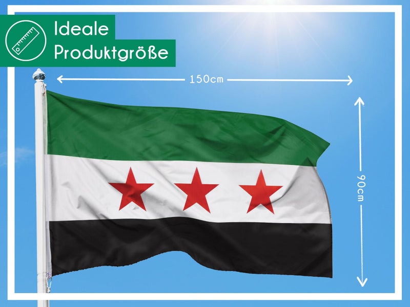 Pheno Flags Syria Flag - 90 x 150 cm with Brass Eyelets - Durable Flag for Flagpole - 100% Polyester - Image 2