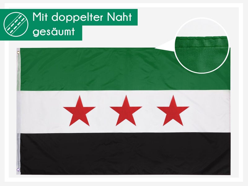 Pheno Flags Syria Flag - 90 x 150 cm with Brass Eyelets - Durable Flag for Flagpole - 100% Polyester - Image 4