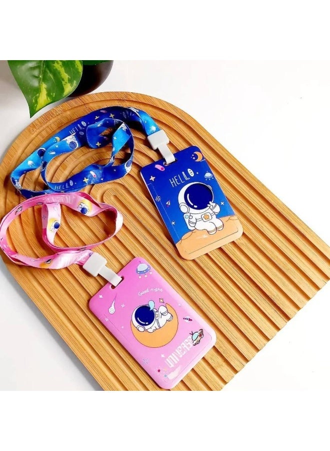 Astronaut-shaped ID card holder with a plastic lanyard. Set includes 5 pieces. ID card size: 7 x 11 cm. - Image 1