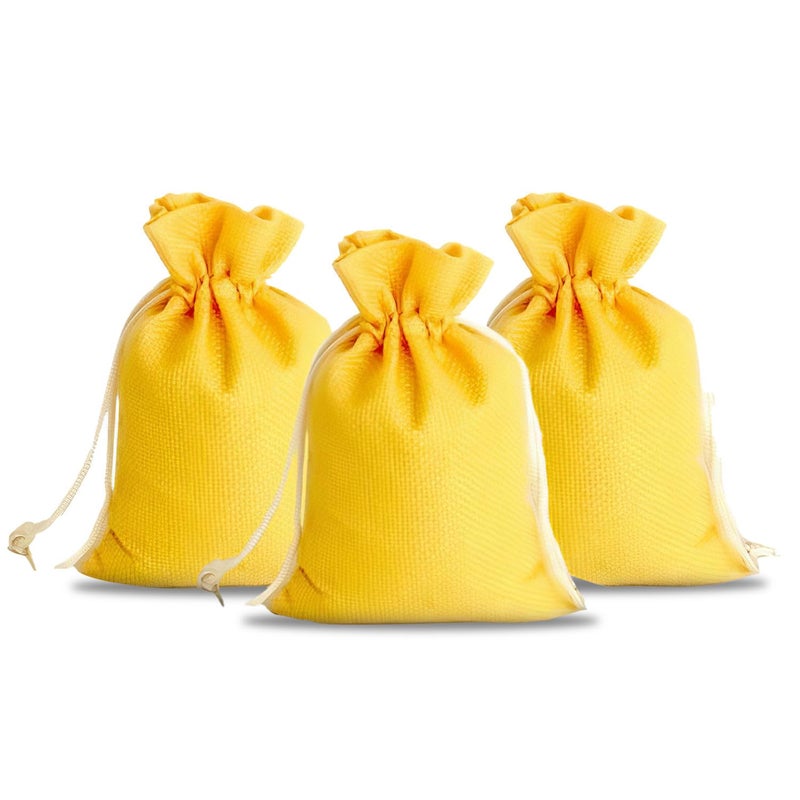 TurtleGrip Linen Pouches, Birthday & Party Favor Gift Bag, Return Gifts, Size-10 * 10 inches(25x25 cms) Yellow Pack of 30. - Image 1
