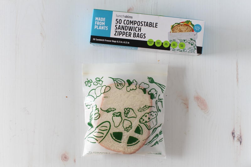 Lunchskins Ziptop BPI Certified Compostable & Resealable Freezer-Safe Food Storage Bags, Sandwich Size, 50 Bags - Eco-Friendly, Made Without PFAS and BPA - Image 4
