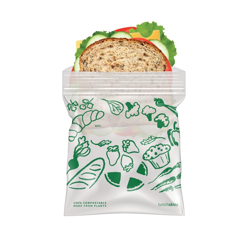 Lunchskins Ziptop BPI Certified Compostable & Resealable Freezer-Safe Food Storage Bags, Sandwich Size, 50 Bags - Eco-Friendly, Made Without PFAS and BPA - Image 2