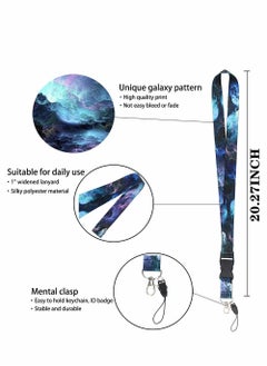 Y&D Lanyard Strap, Soft Fabric Neck Card Holder Keychain Strap Keys Lanyards ID Cell Phones Bags Accessories Quick Release Detachable Buckle, Blue Purple Galaxy Style  - Image 2