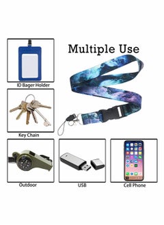 Y&D Lanyard Strap, Soft Fabric Neck Card Holder Keychain Strap Keys Lanyards ID Cell Phones Bags Accessories Quick Release Detachable Buckle, Blue Purple Galaxy Style  - Image 5