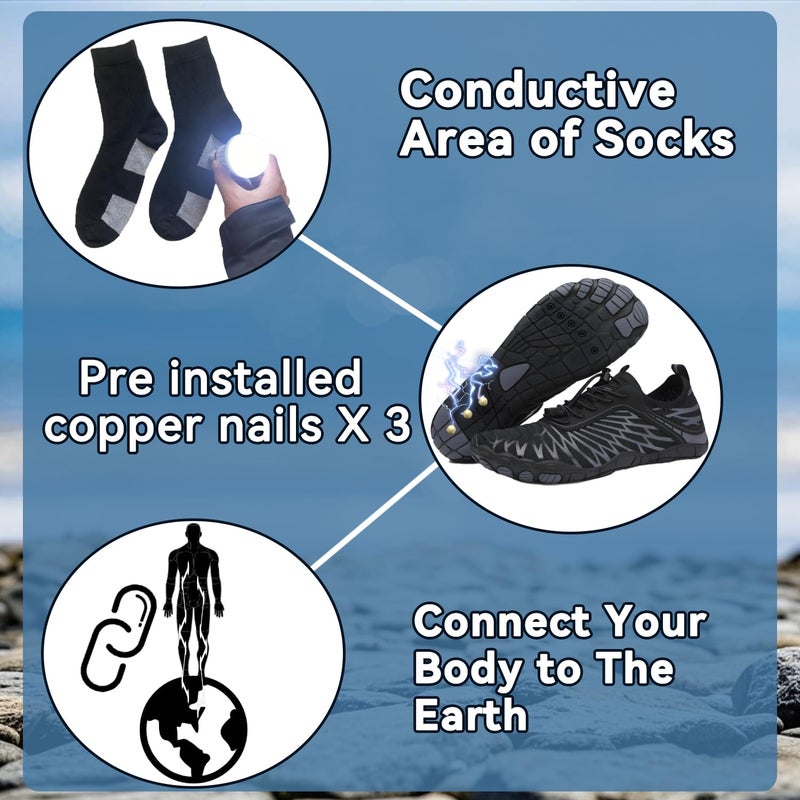 ELETON Grounding Shoes with Copper Grounded Footwears Sneakers(White 7Women/5.5Men) - Image 5