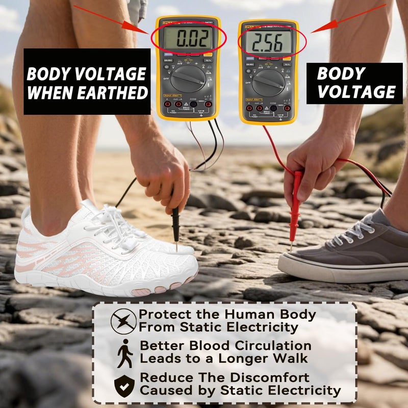 ELETON Grounding Shoes with Copper Grounded Footwears Sneakers(White 7Women/5.5Men) - Image 4