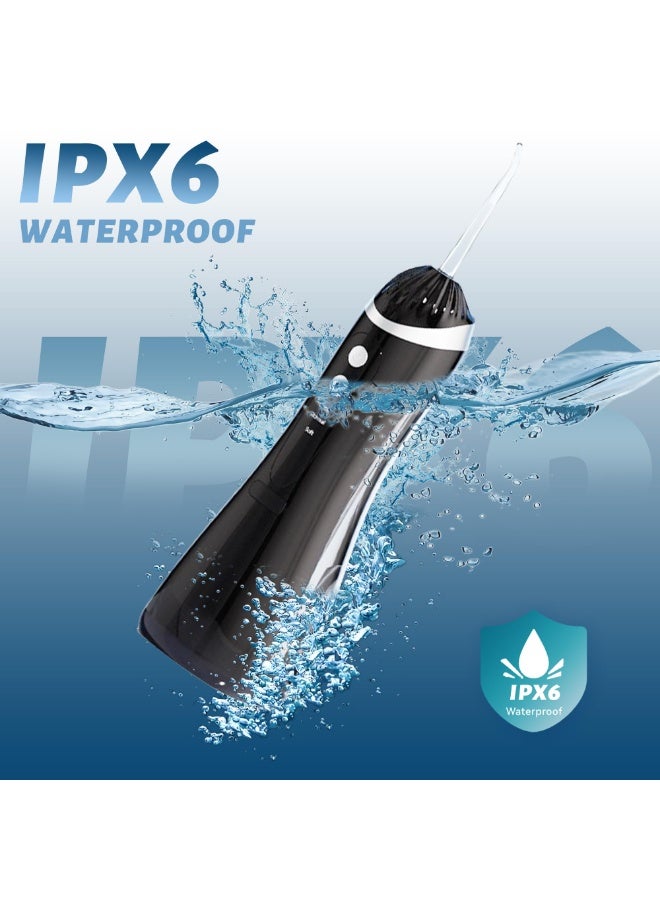 Oral Cordless Water Flosser For Teeth, Portable  Irrigator With 4 Cleaning Modes And 4 Jet Tips, IPX7 Waterproof USB Rechargeable Teeth Cleaner For Braces, Travel And Daily  Care - Black - Image 3