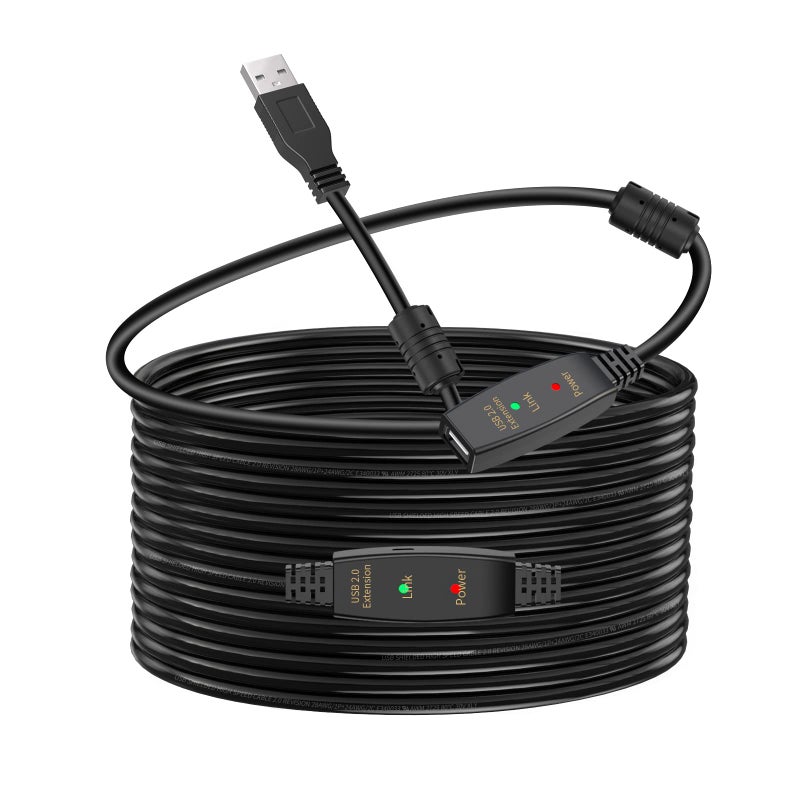 LDKCOK 50FT Active USB Extension Cable 20 Male to Female with A Extension chipset Signal Booster Active ExtensionRepeate