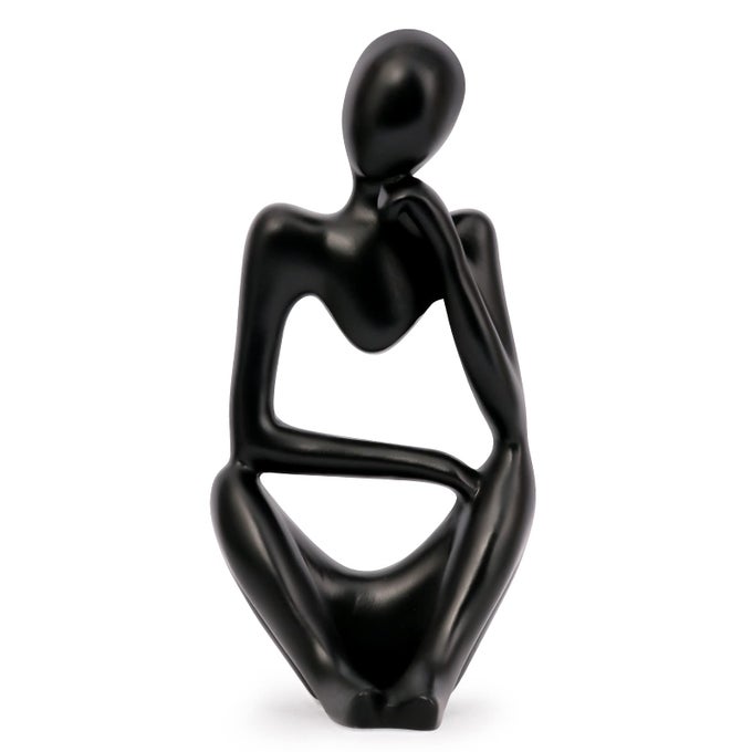 RESIN STATUE THINKER STYLE DECORATION ABSTRACT SCULPTURES COLLECTIBLE FIGURINES FOR HOME DECOR MODERN OFFICE SHELF DESKTOP BLACKRIGHT