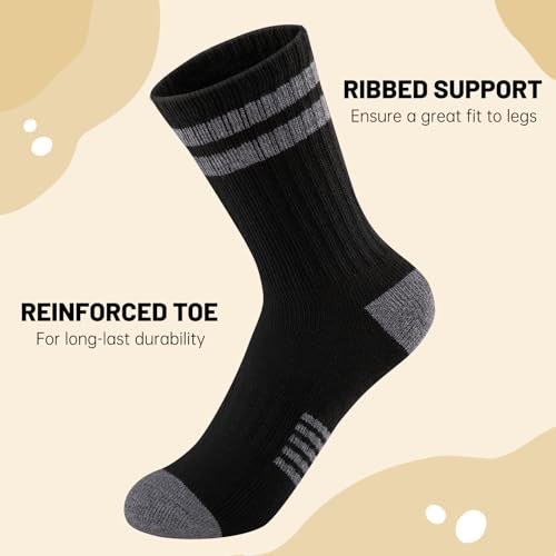 Comfoex 10 Pairs Boys Crew Long Athletic Socks for 4-6 6-8 8-10 Years Old Kids - Calf Sports Half Cushioned - Image 4