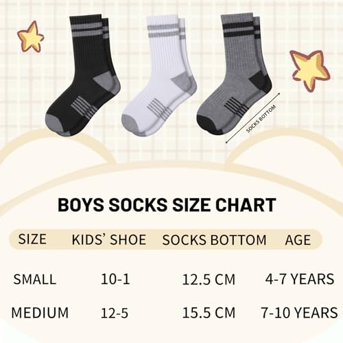 Comfoex 10 Pairs Boys Crew Long Athletic Socks for 4-6 6-8 8-10 Years Old Kids - Calf Sports Half Cushioned - Image 2