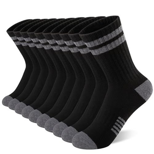 Comfoex 10 Pairs Boys Crew Long Athletic Socks for 4-6 6-8 8-10 Years Old Kids - Calf Sports Half Cushioned - Image 1