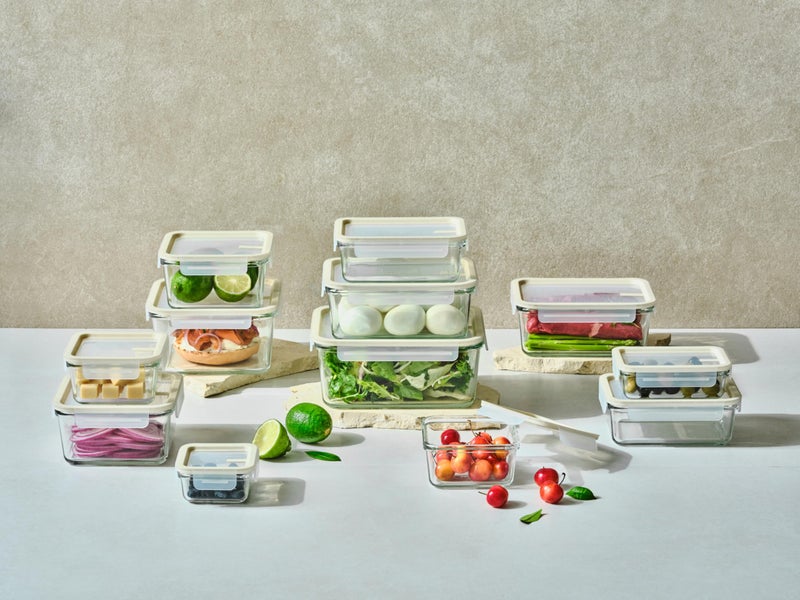 GLASSLOCK Sens 24Pcs Glass Food Storage Set – Airtight & Leakproof, 8 Different Sizes, Anti Slip Lid, Microwave & Oven Safe, Meal prep, Lunch Box, Nestable & Stackable, Pantry Storage - Image 2
