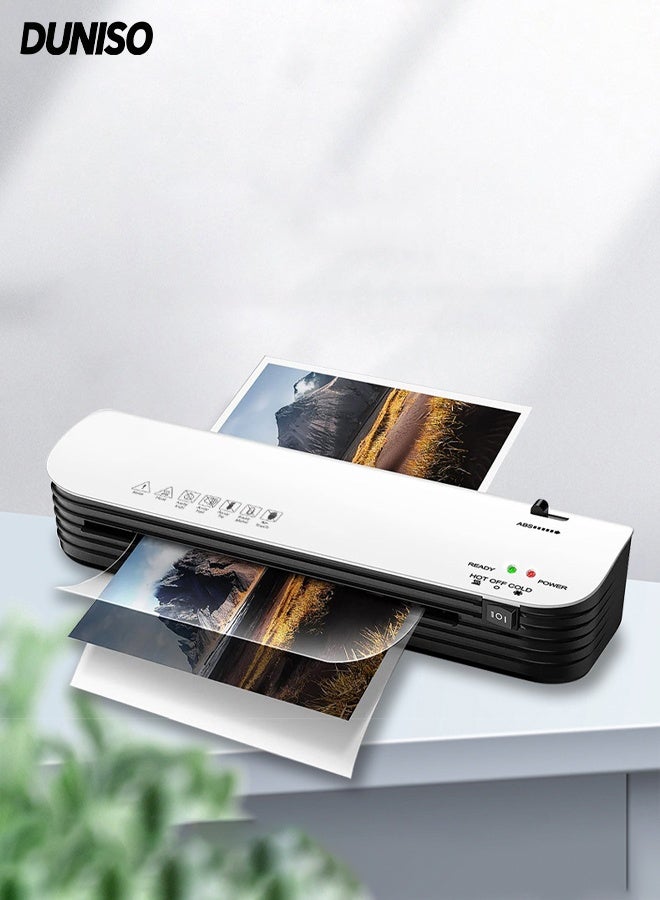 DUNISO Hot And Cold Laminating Machine,Portable A4 Laminator,with 50 sheets of Laminating Pouches,with Hot and Cold Settings,Quick Warm-up and No Bubbles,Easy to Use,2-Min Preheat,for Home,Office, School - Image 1