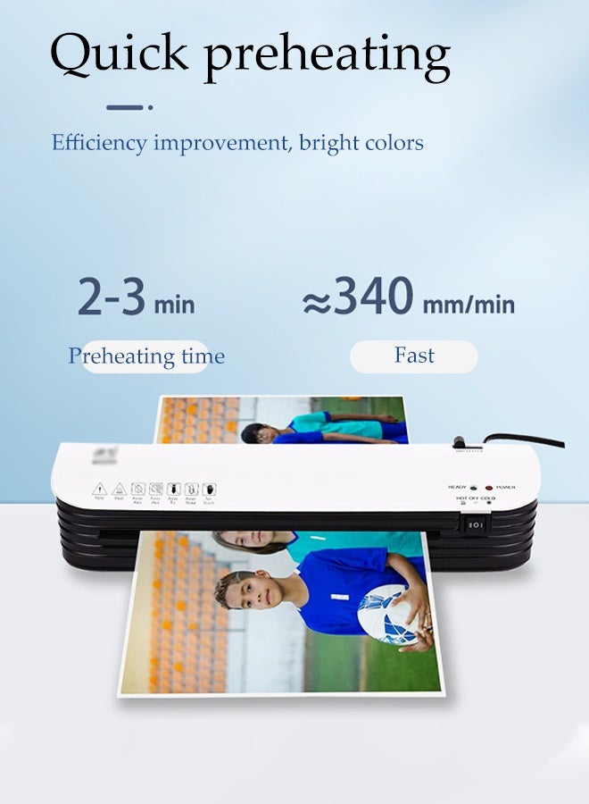 DUNISO Hot And Cold Laminating Machine,Portable A4 Laminator,with 50 sheets of Laminating Pouches,with Hot and Cold Settings,Quick Warm-up and No Bubbles,Easy to Use,2-Min Preheat,for Home,Office, School - Image 4
