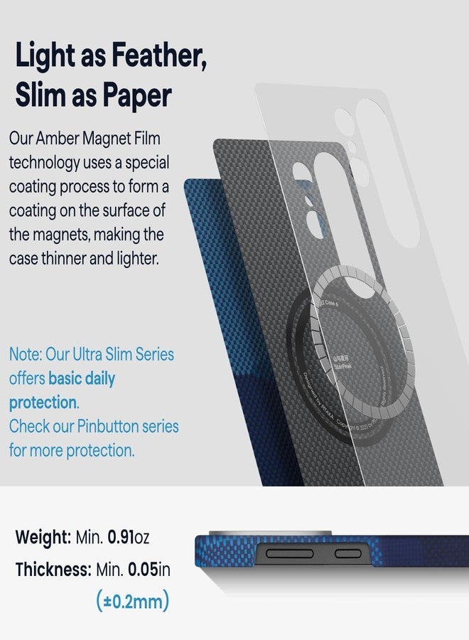 بيتاكا جراب pitaka لهاتف سامسونج جالاكسي S25 ألترا 6.9 بوصة، متوافق مع MagSafe، جراب نحيف وخفيف الوزن، مصنوع من ألياف الأراميد 1500D [جراب منسوج ملمسه - فوق الأفق] - Image 4