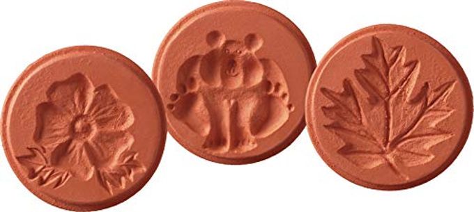 JBK Pottery Terra Cotta Cookie Stamps for Baking, Oven & Dishwasher Safe Cookie Cutter, Molder, Stamper Press, Ideal for Cookies, Polvoron, Pastry, Shortbreads, Butter Nature 2, Set of 3 Designs - Image 1