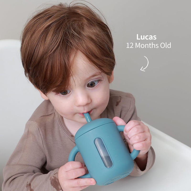 SAMiGO Silicone Sippy Cup, Baby Straw Cup for 6 12 18 Months, Sippy Cup with Straw for Toddlers 1-3 Years, Baby Water Cup for Drinking and Training, 6 oz - Image 5