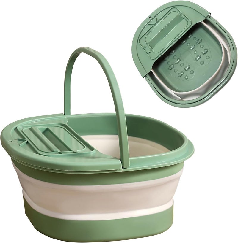 BOFA Eco Tableware Foldable Foot Bath Basin with Handle & Placement Slot, Collapsible Plastic Foot Soaking Tub, Foot Bath Soak Tub with Massage Acupoints, Foot Bucket for Feet Soaking, Pedicure Foot Spa - Image 1