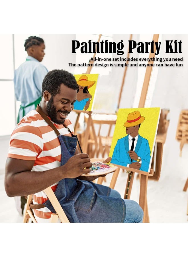 VOCHIC Couples Paint Party Kits Pre Drawn Canvas for Adults for Paint and Sip Date Night Games for Couples Painting kit 8x10 Elegant Ladies Gentlemen (2 Pack) Valentine's Day - Image 3