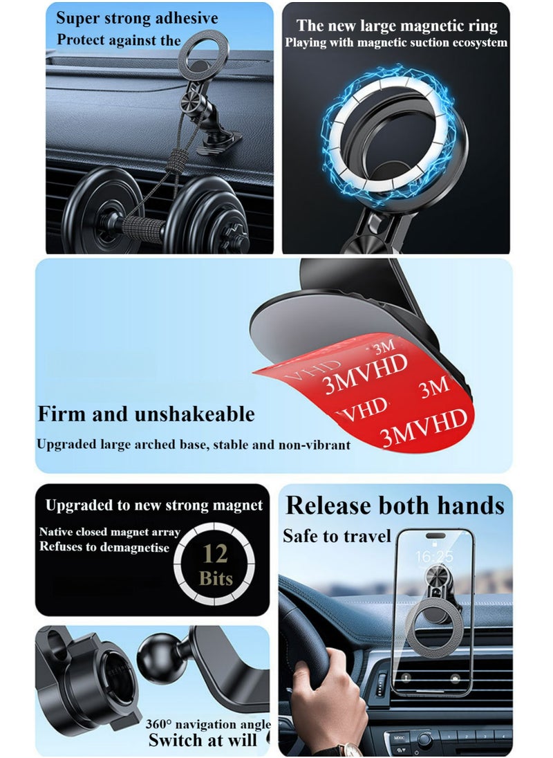 Healife Magnetic car mobile phone holder, suitable for dashboard 360° rotatable car mobile holder, with super strong magnet, compatible with various mobile phones iPhone 15 14 13 12 series, Samsung, Huawei, etc.  - Image 2