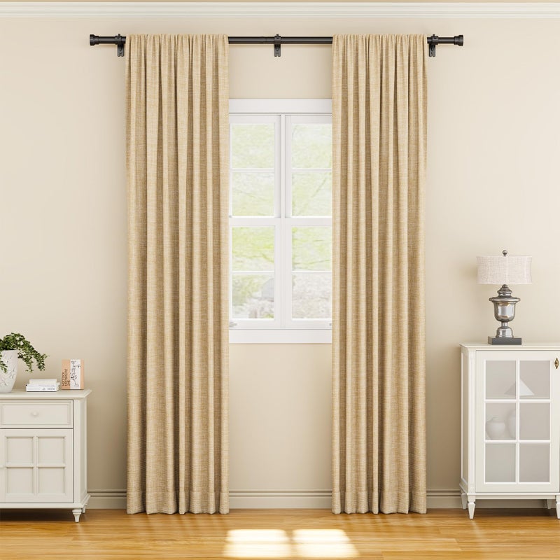 YaFex Curtain Rods 2 Pack 32-84 Inch, Heavy Duty 1 Inch Curtain Rod, Black Long Adjustable Window Treatment Rods, Modern Design, Easy Installation - Image 2
