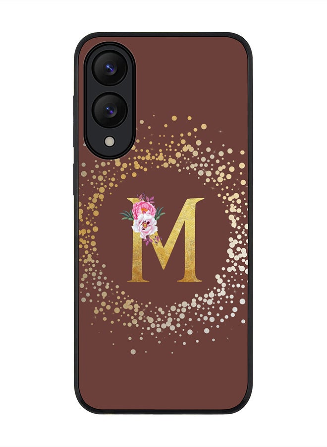 Stylizedd For Samsung Galaxy S25 Edge Case,Slim fit Camera Protection, Shockproof Thin Phone cover  - Custom Monogram Floral - M  (Brown )