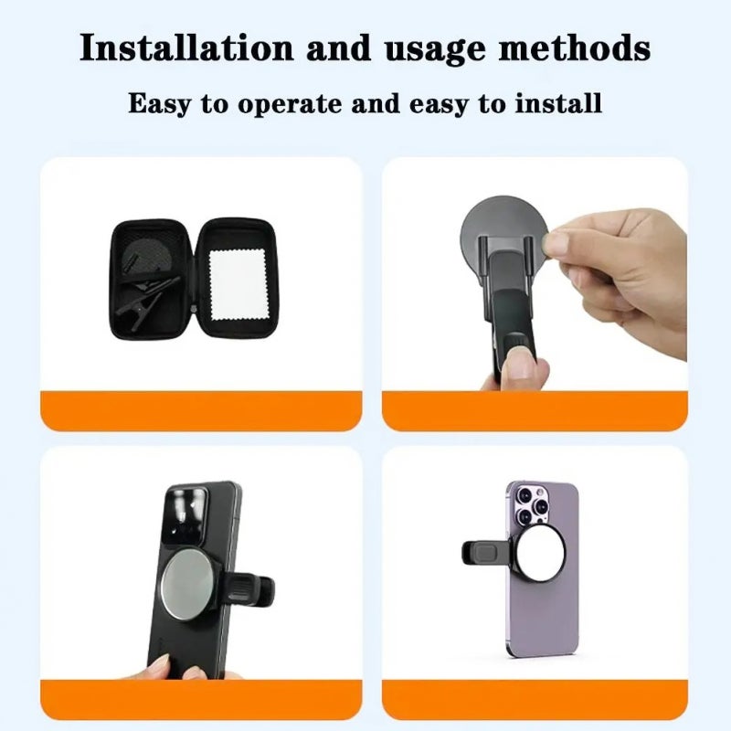 Selfie Mirror: Black Integrated Phone Clip Compact Round Mirror - Multi-Layer Coating Ample Clear View Vlog Mirror for Smartphone Selfie and Vlogging Enthusiasts - Image 3