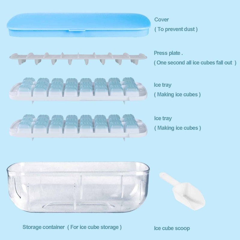 Evona Ice Cube Tray with Lid and BinSilicone Molds Comes with Ice Container ScoopIce Cube Bin for Freezer Honeycomb Ice Trays for Cocktail Beer Whisky Blue - Image 4