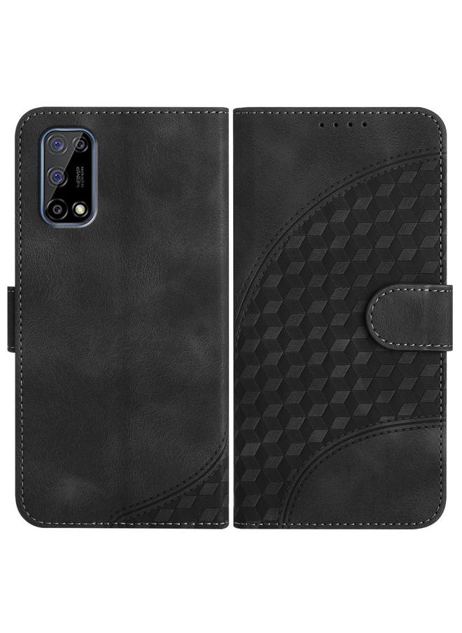HuHa Case Cover For Realme 7 5G/V5 5G/Q2 5G/Narzo 30 Pro 5G YX0060 Elephant Head Embossed Phone Leather Case with Lanyard Black 