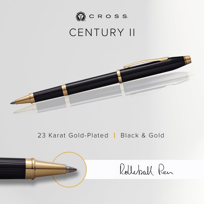 Cross Century II Refillable Rollerball Pen Presented in a Luxury Gift Box - Medium Point, Black Ink, Black & Gold - Image 3