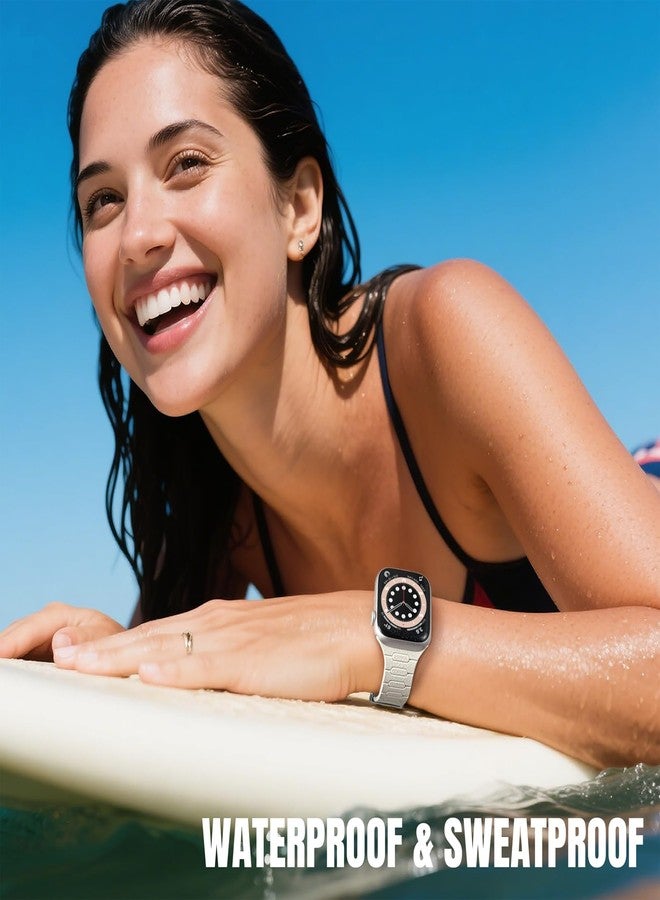 Easuny Magnetic Silicone Band Compatible with Apple Watch Bands for Women 40mm 41mm 42mm 38mm 44mm 45mm 46mm 49mm Men, Sport Waterproof Security Strap for iWatch Series 11 SE 3 2 10 9 8 7 6 5 4 Ultra - Image 4