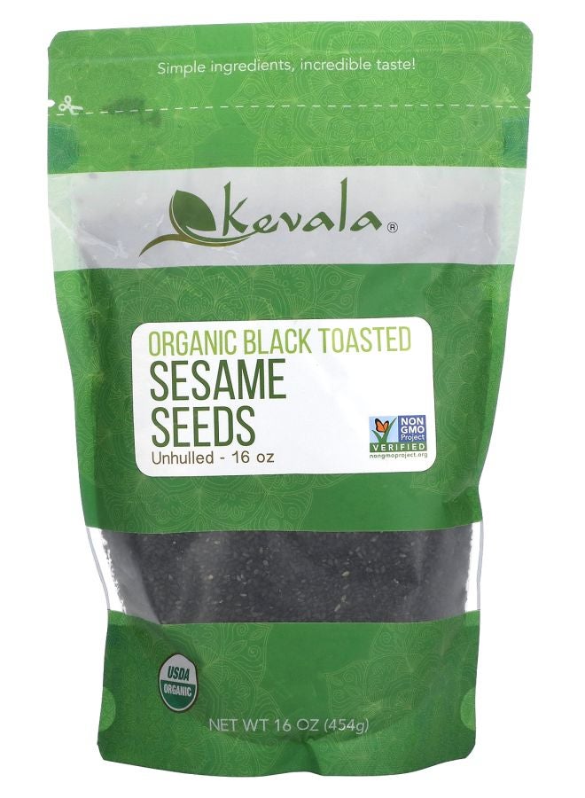Kevala Organic Black Toasted Sesame Seeds Unhulled 16 oz (454 g)